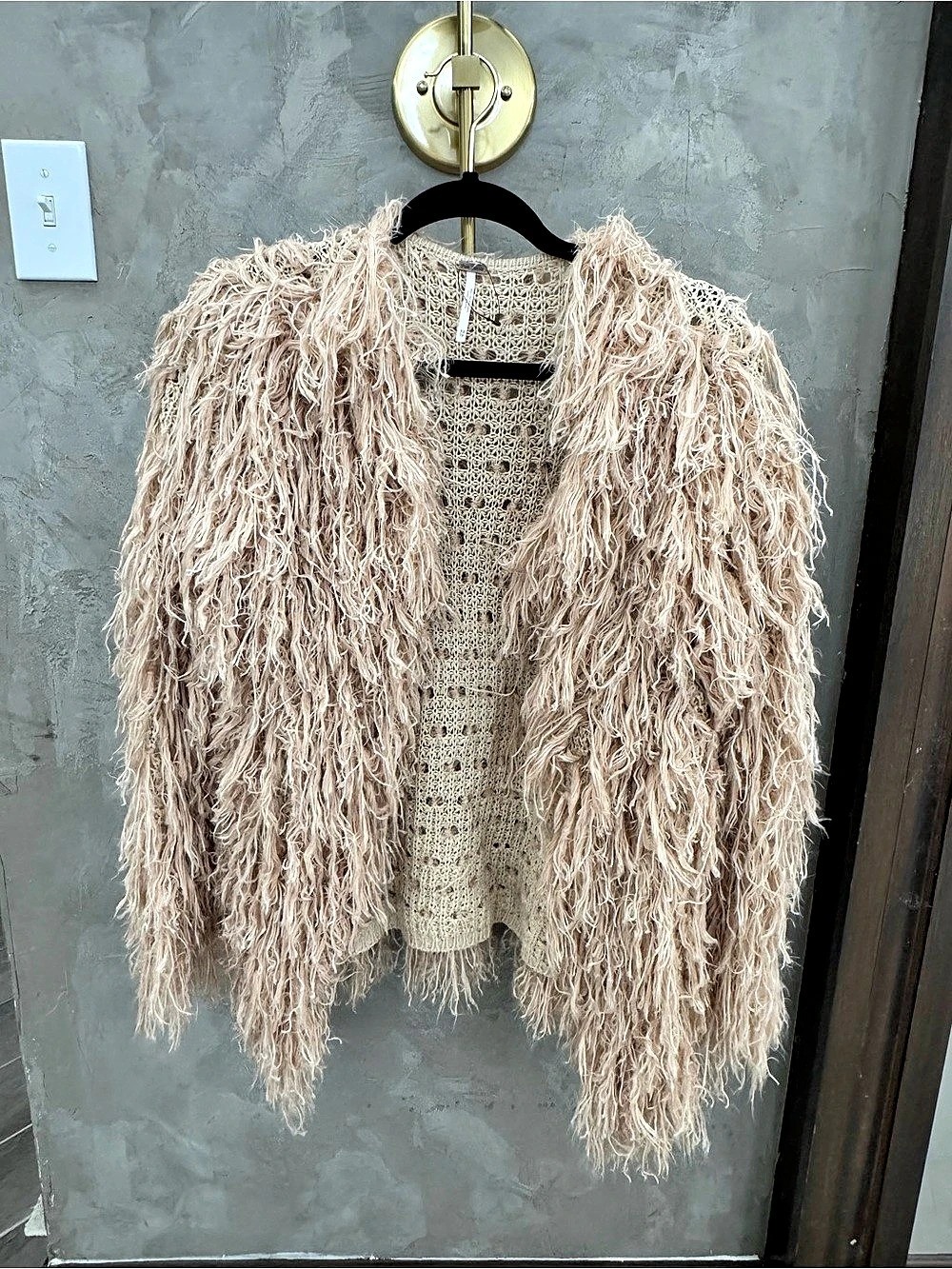Free People Faithful Shaggy Cardigan Cream XS